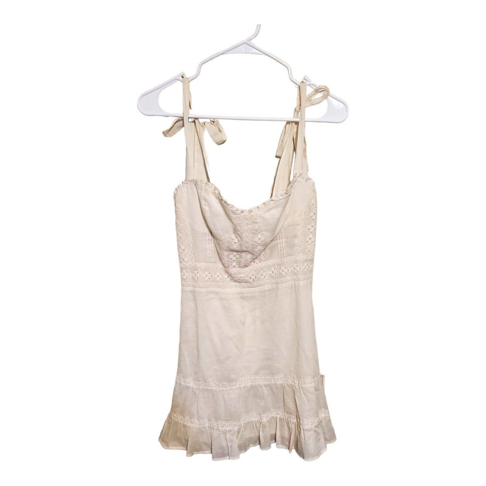 Reformation Organic Cotton Mini Dress Beige Dress Size 2 Sleeveless Tie strap